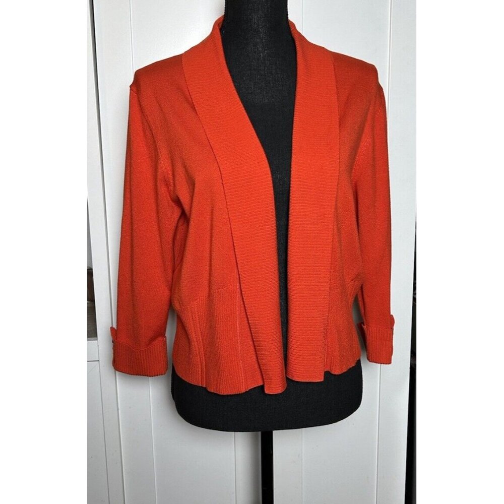 Premise Studio Women’s Red Open Cardigan Knit Rayon Nylon 3/4 Sleeve‎ Sweater XL